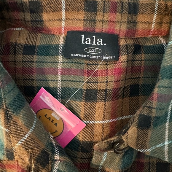 Dressed in LALA Plaid Long Sleeve Dress - Green and Red - Picture 4 of 6